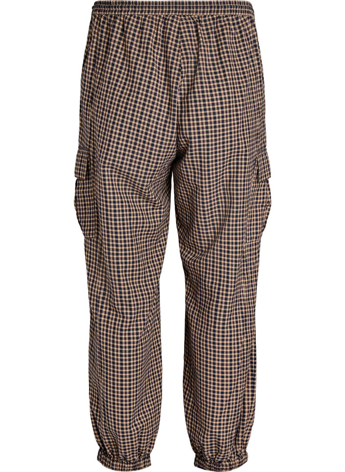 Karierte Cargohose aus Baumwolle, Braun, Packshot image number 1