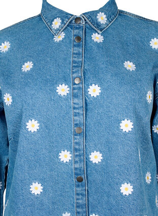 Lockeres Jeanshemd mit aufgestickten Gänseblümchen, L.B. Flower, Packshot image number 2