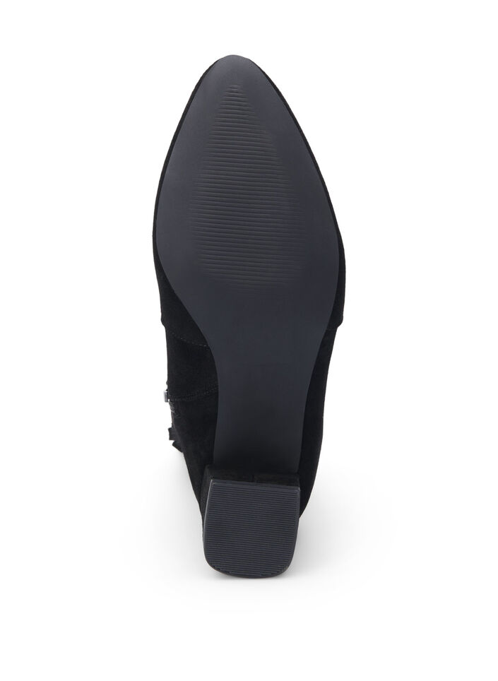 Extra-Weite - Knöchenstiefel aus Wildleder mit Absatz, Black, Packshot image number 5