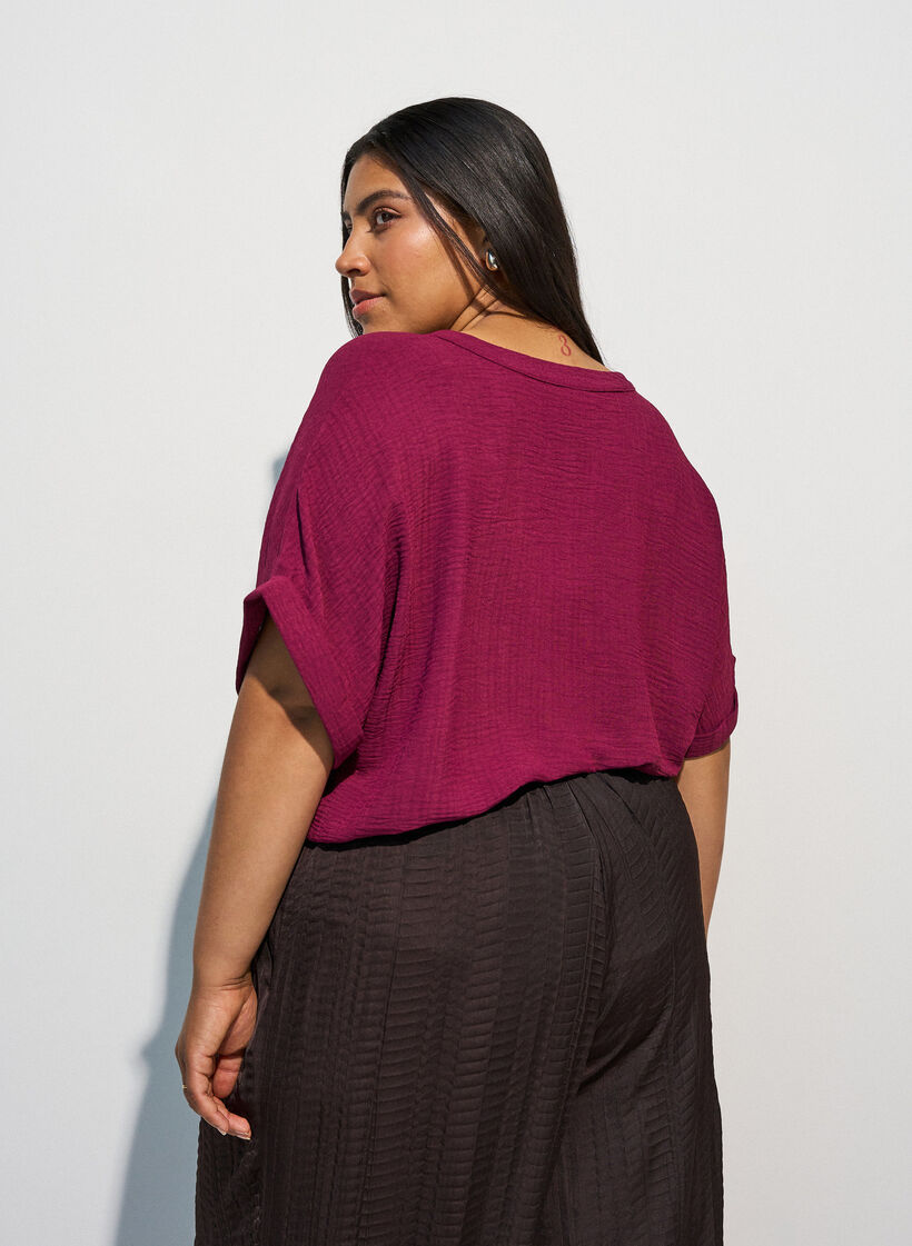 Lockere Bluse mit kurzen &Auml;rmeln, Rot, Model image number 2