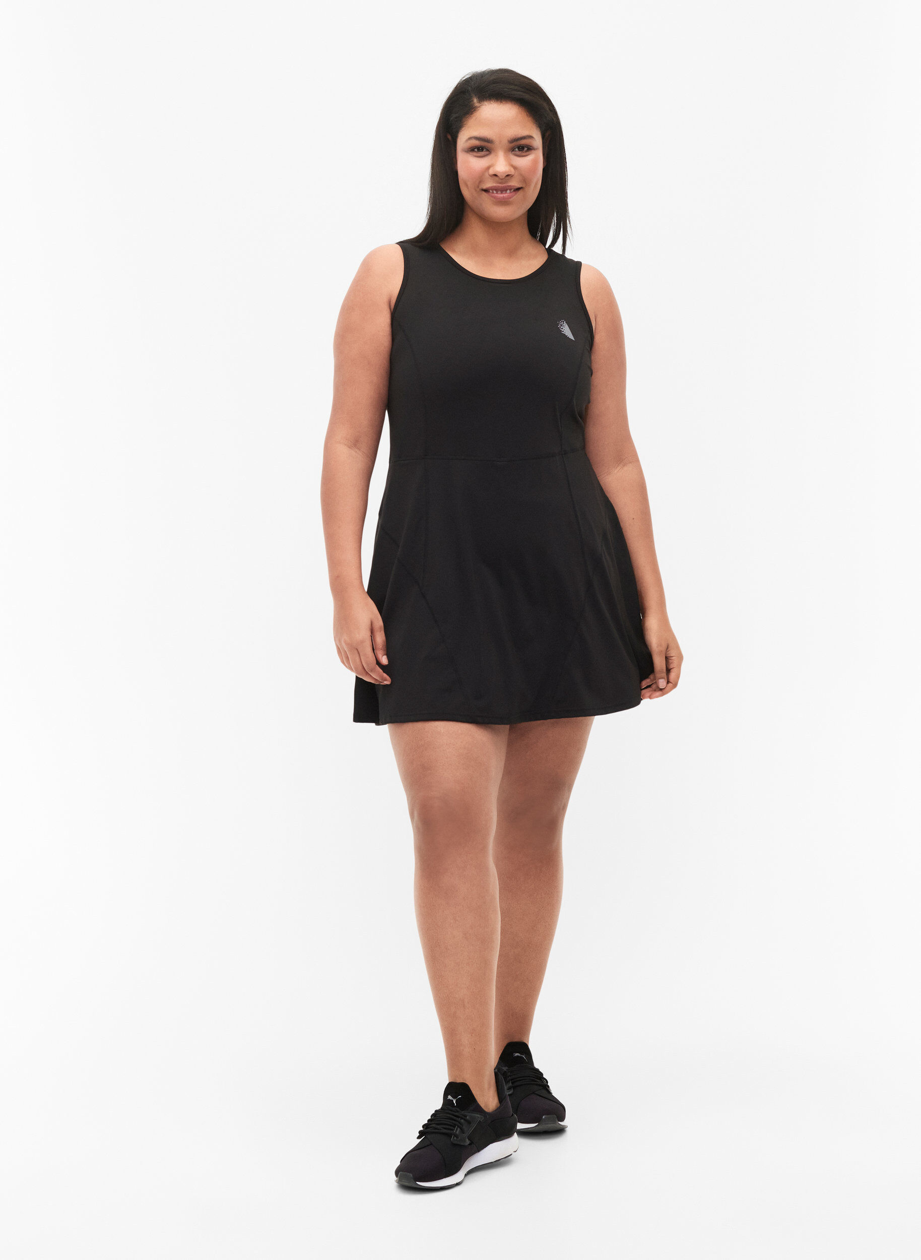 ZizziPadel Kleid mit Innenshorts, Black, Model image number 3