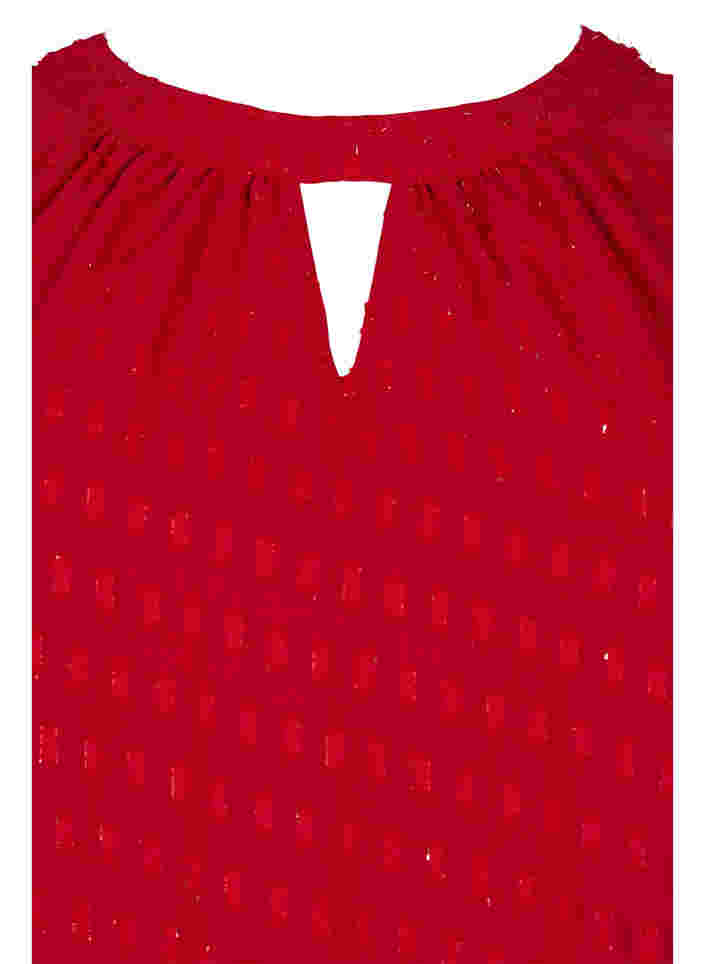 Bluse mit 2/4 Ärmeln aus gemustertem Chiffon, Tango Red, Packshot image number 2