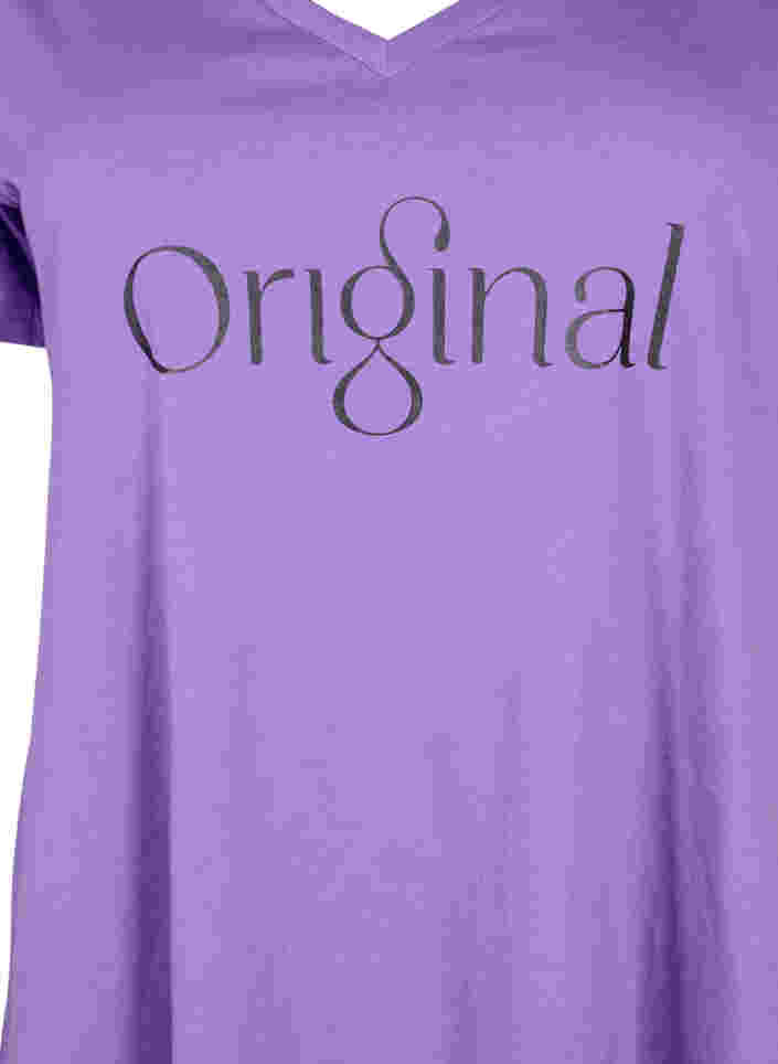 T-Shirt aus Baumwolle mit Druck und V-Ausschnitt , Deep Lavender ORI, Packshot image number 2