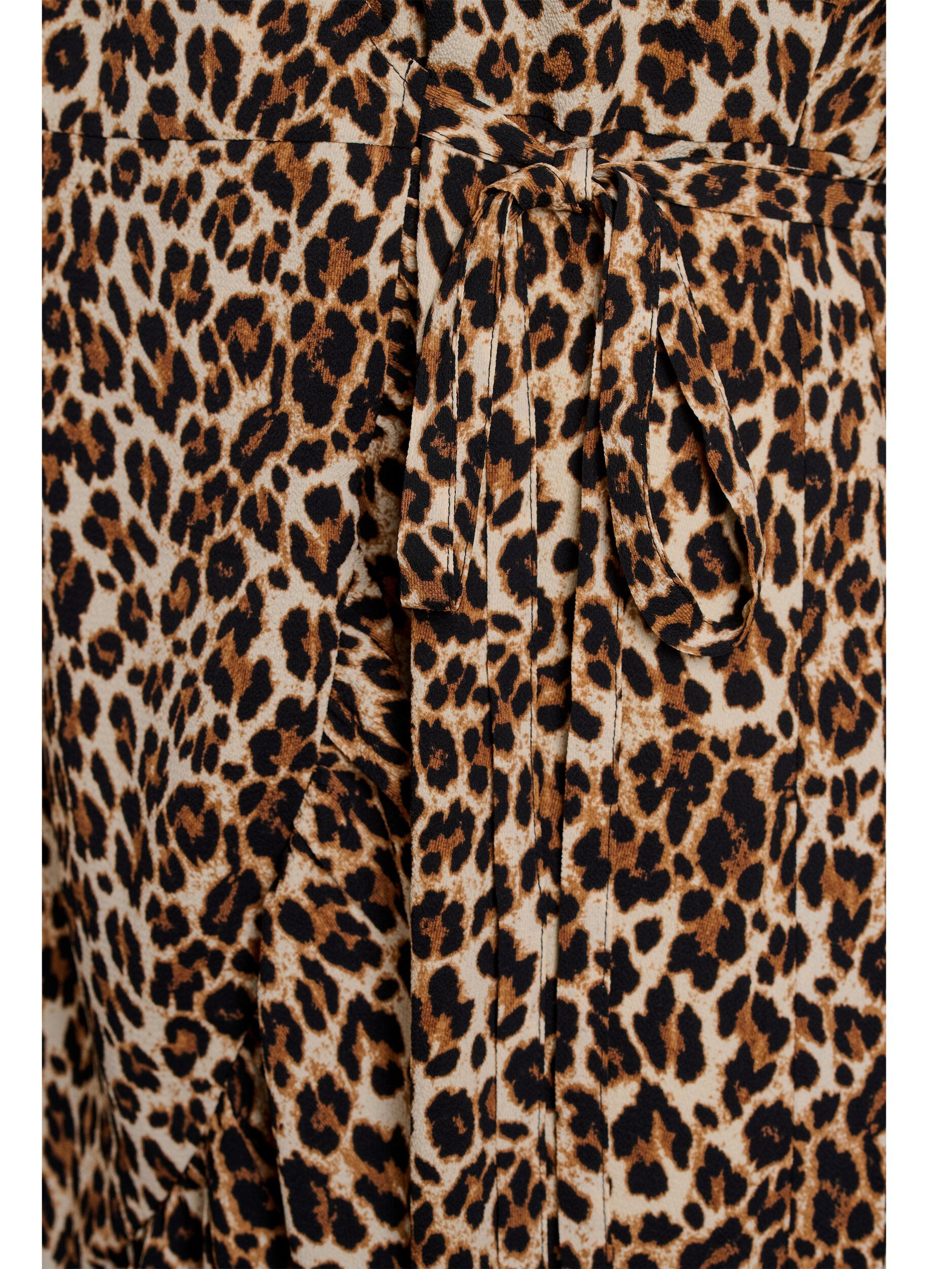 ZizziWickelkleid mit Print und kurzen &Auml;rmeln, Braun, Packshot image number 3