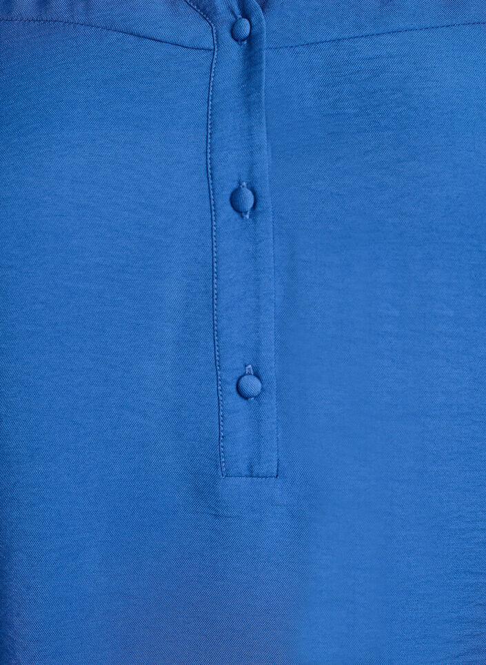 Viskose-Bluse mit Puff&auml;rmeln und gerafften Details, Blau, Packshot image number 2