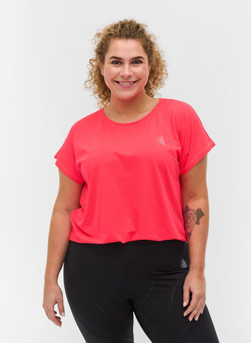 Einfarbiges Trainings-T-Shirt, Diva Pink, Model image number 0
