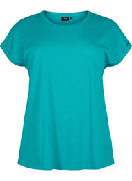 Kurzärmeliges T-Shirt aus einer Baumwollmischung, Teal Blue, Packshot