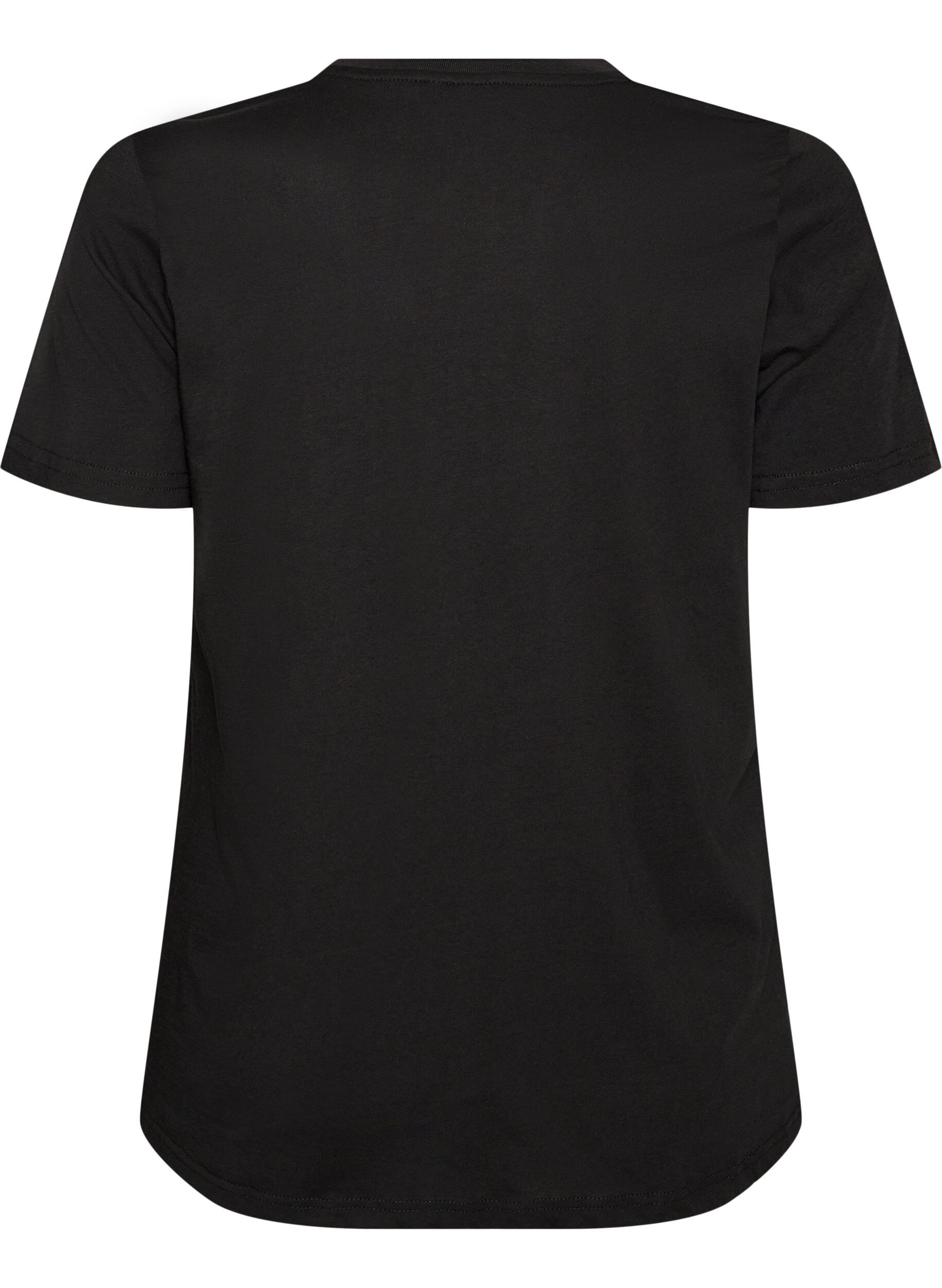 ZizziT-Shirt aus Baumwolle mit Text-Badge, Schwarz, Packshot image number 1