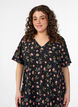 Kleid mit kurzen &Auml;rmeln und V-Ausschnitt, Schwarz, Model image number 2