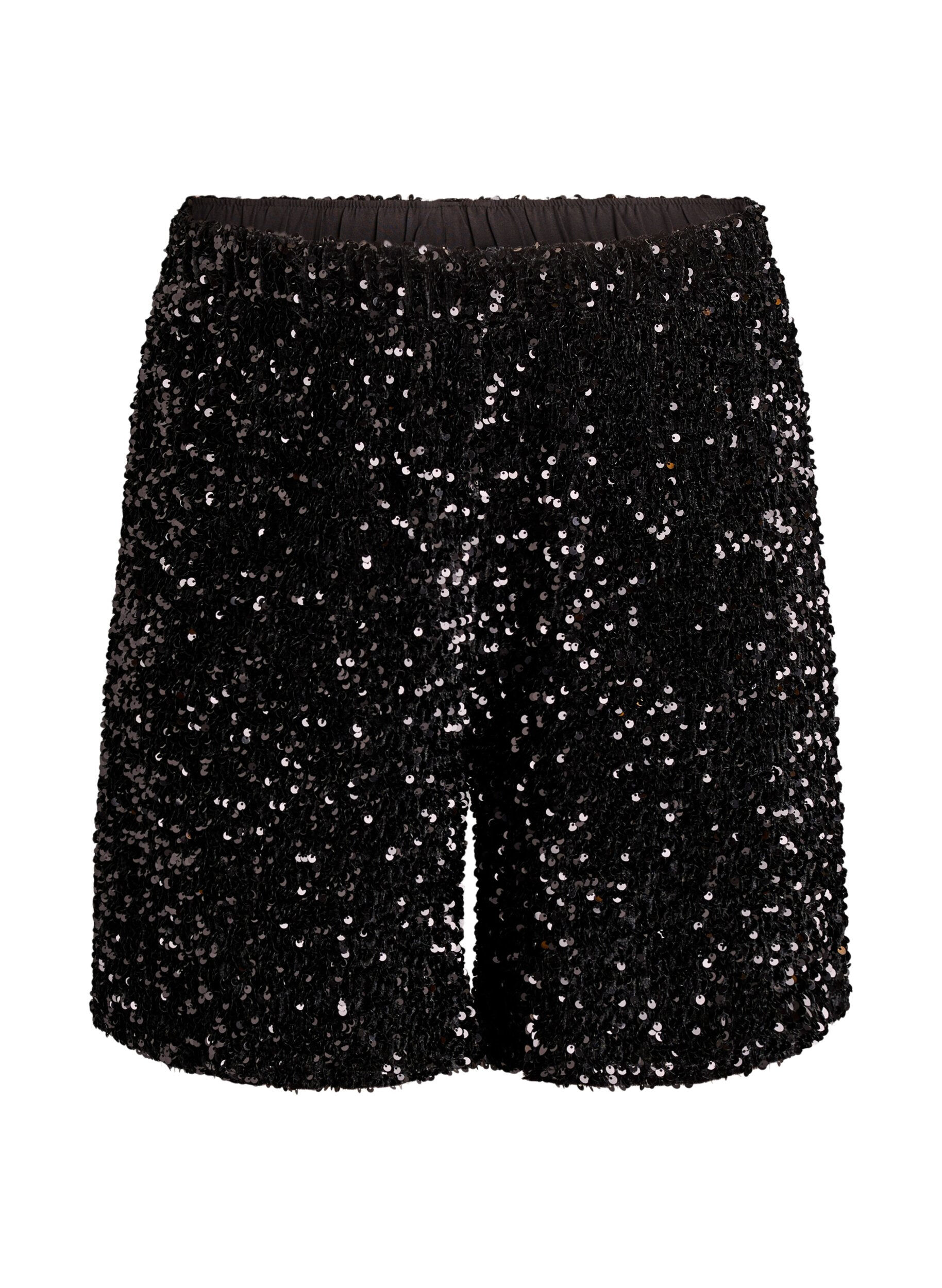Hoch taillierte Shorts mit Pailletten