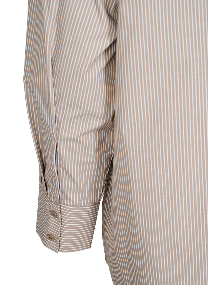 Lockeres langärmliges Hemd mit Streifen, Braun, Packshot image number 3