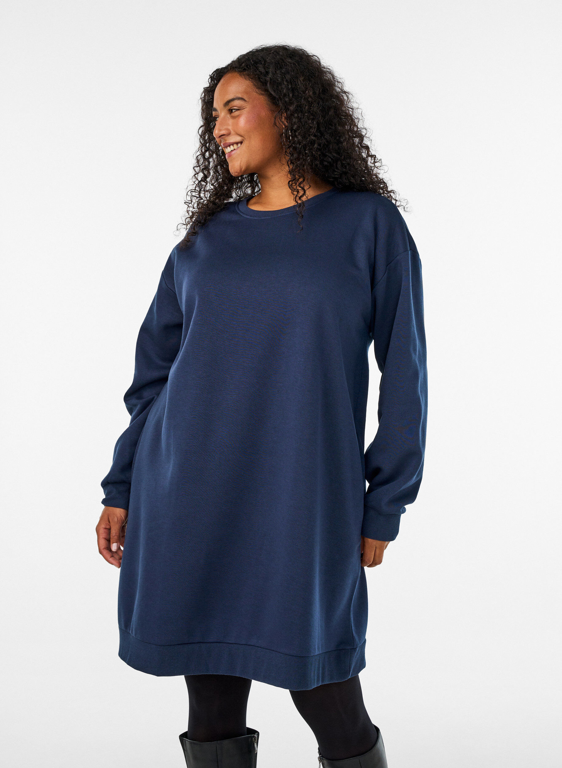ZizziLockeres Sweatkleid mit Taschen, Blau, Model image number 0