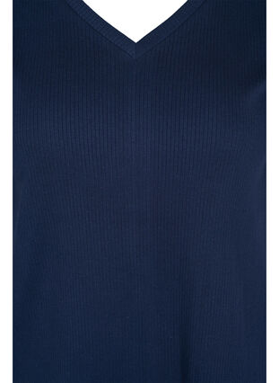 T-Shirt aus Baumwolle mit Rippstruktur, Navy Blazer, Packshot image number 2