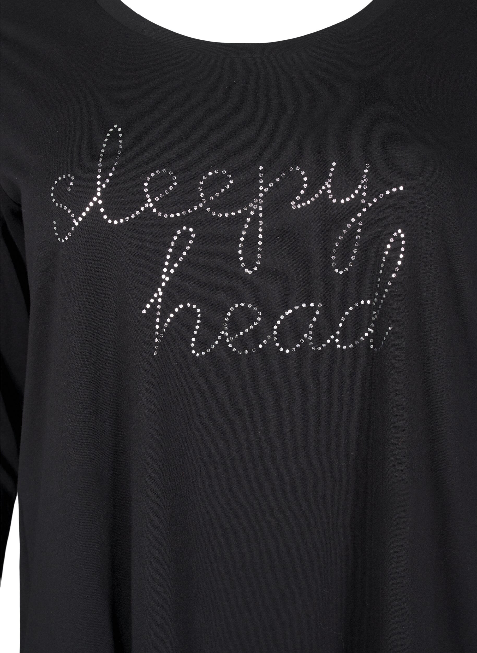 ZizziLang&auml;rmliges Nachthemd aus Bio-Baumwolle, Schwarz, Packshot image number 2