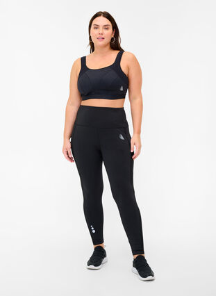 Cropped Trainingstights mit hoher Taille, Black, Model image number 0