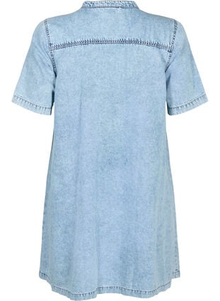 Kurzärmliges Jeanskleid mit A-Linien-Schnitt, Blue denim, Packshot image number 1