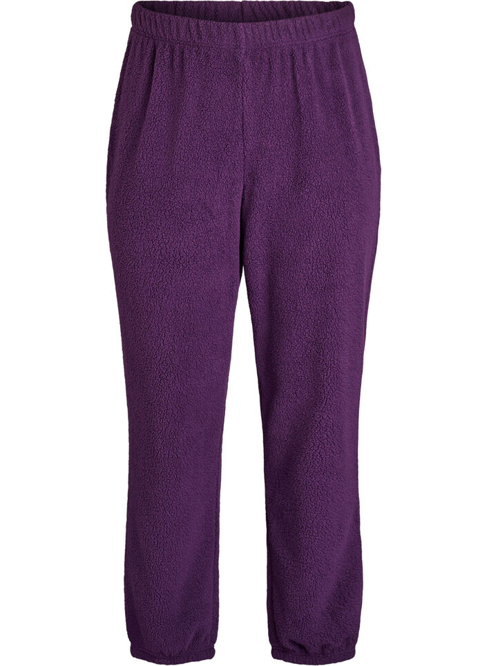 Hoch taillierte Hose aus Teddy-Fleece, Lila, Packshot image number 0