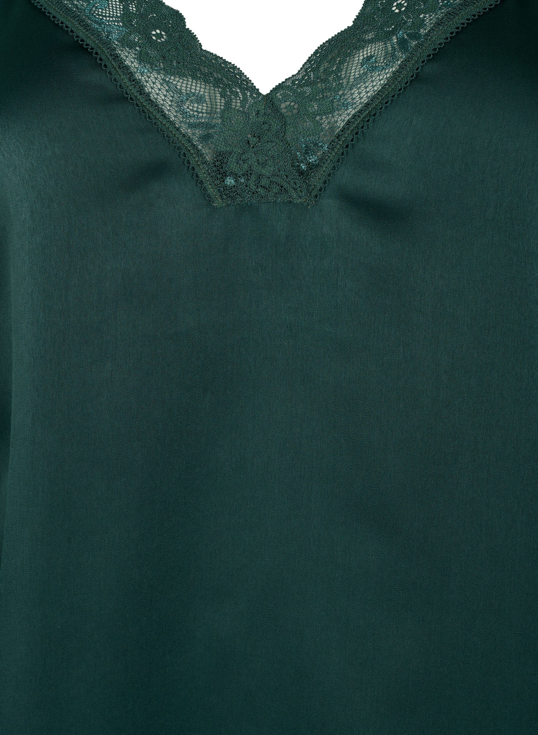 ZizziFLASH &ndash; Top mit V-Ausschnitt und Spitzenkante, Scarab, Packshot image number 2