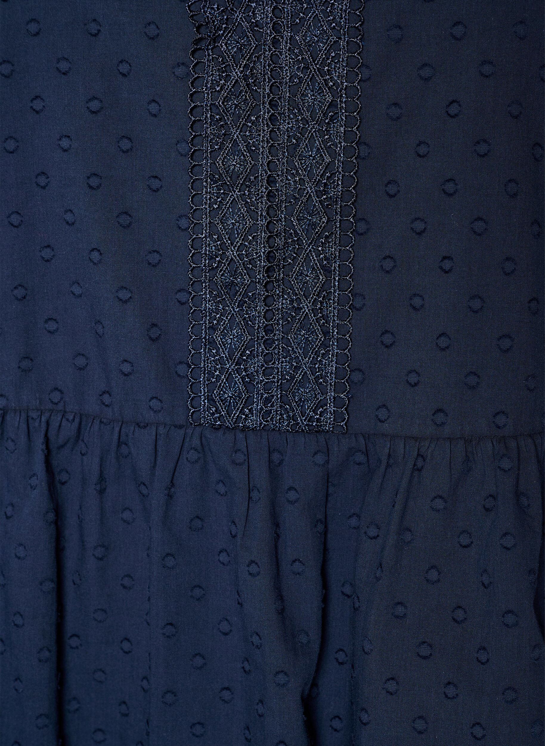 ZizziBluse aus strukturierter Baumwolle mit H&auml;keldetails, Blau, Packshot image number 2