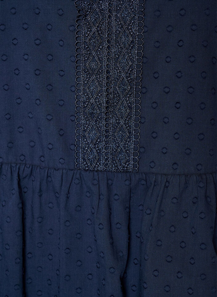 Bluse aus strukturierter Baumwolle mit H&auml;keldetails, Blau, Packshot image number 2