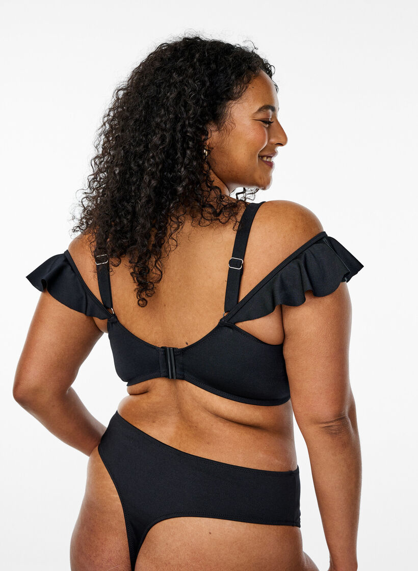 Bikinioberteil mit R&uuml;schen und B&uuml;gel, Schwarz, Model image number 2