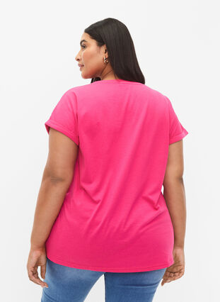 Kurzärmeliges T-Shirt aus einer Baumwollmischung, Raspberry Sorbet, Model image number 1