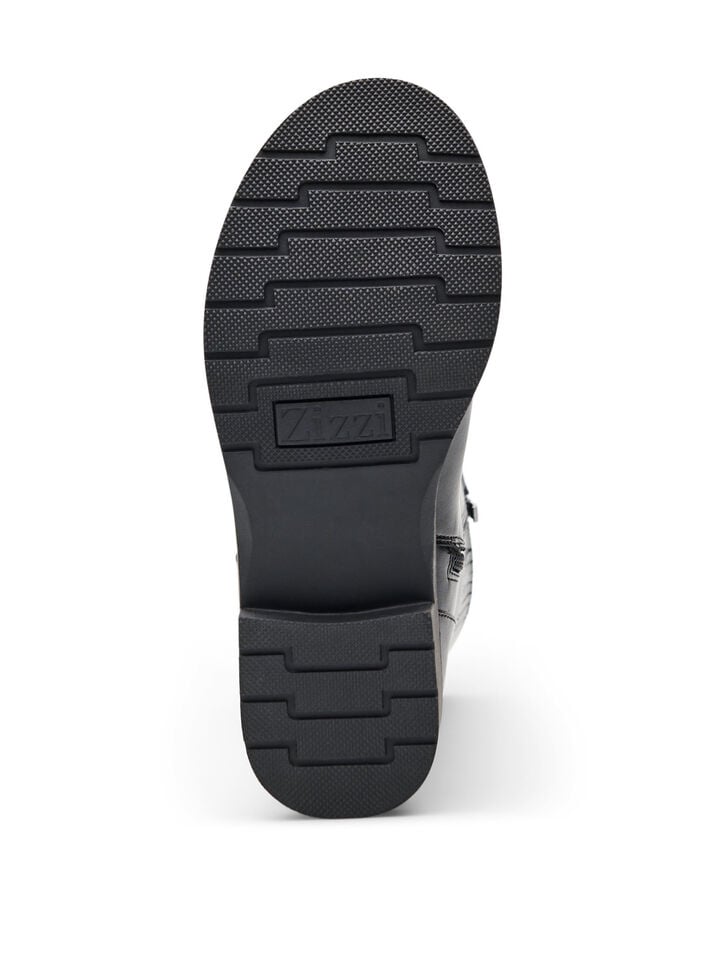 Hoher Stiefel aus Leder mit Zierschnallen, Schwarz, Packshot image number 4