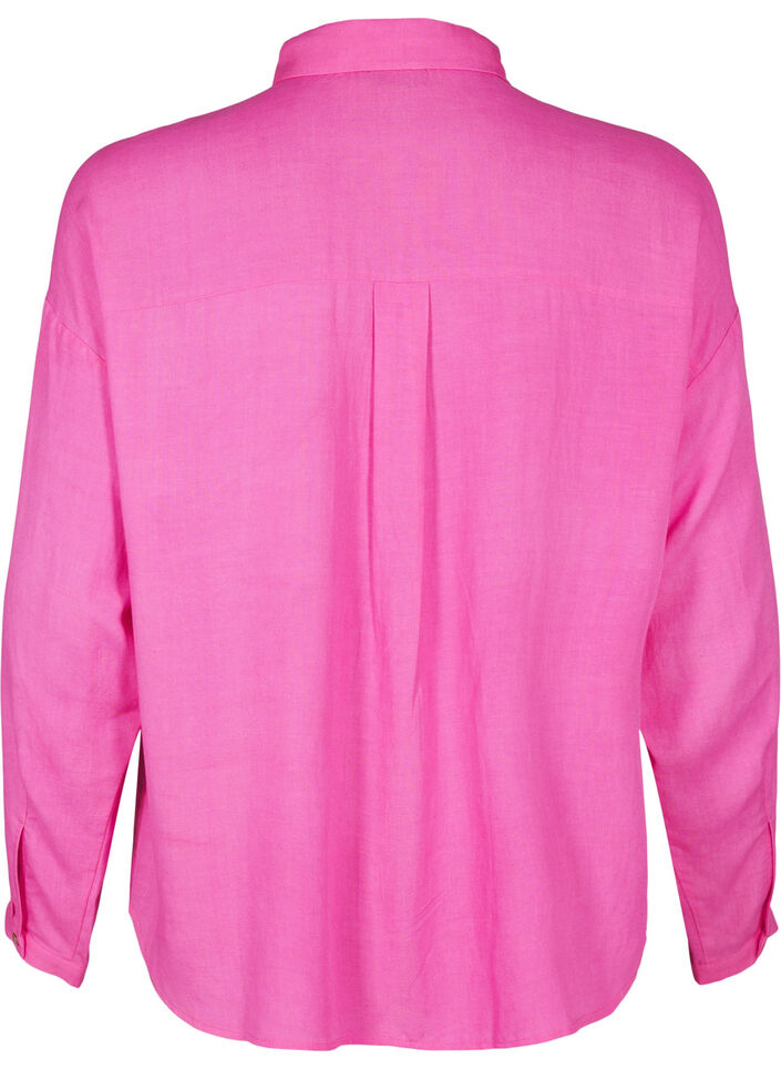 Lange Bluse aus Leinen und Viskose, Pink, Packshot image number 1