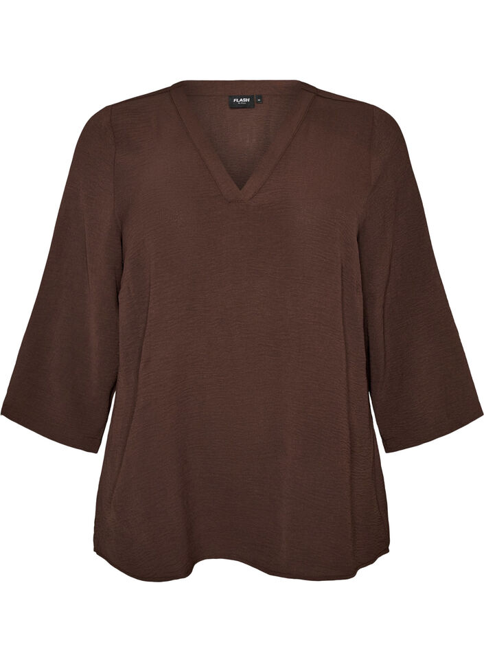 Bluse mit 3/4-&Auml;rmeln, Braun, Packshot image number 0