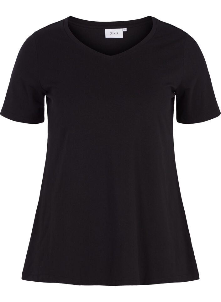 Einfarbiges basic T-Shirt aus Baumwolle, Schwarz, Packshot image number 0