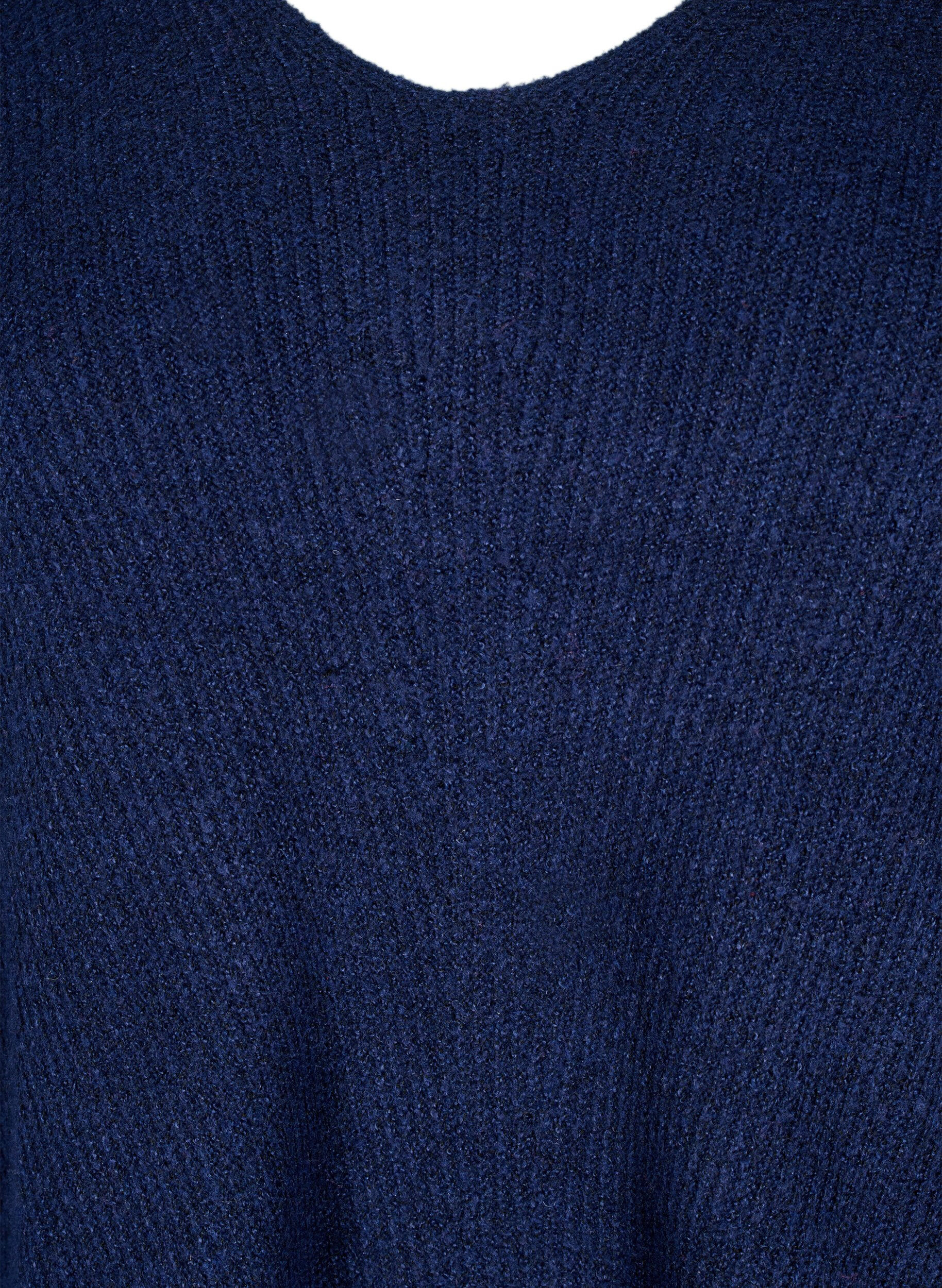 ZizziStrickbluse mit V-Ausschnitt und langen &Auml;rmeln, Naval A. Black Mel., Packshot image number 2