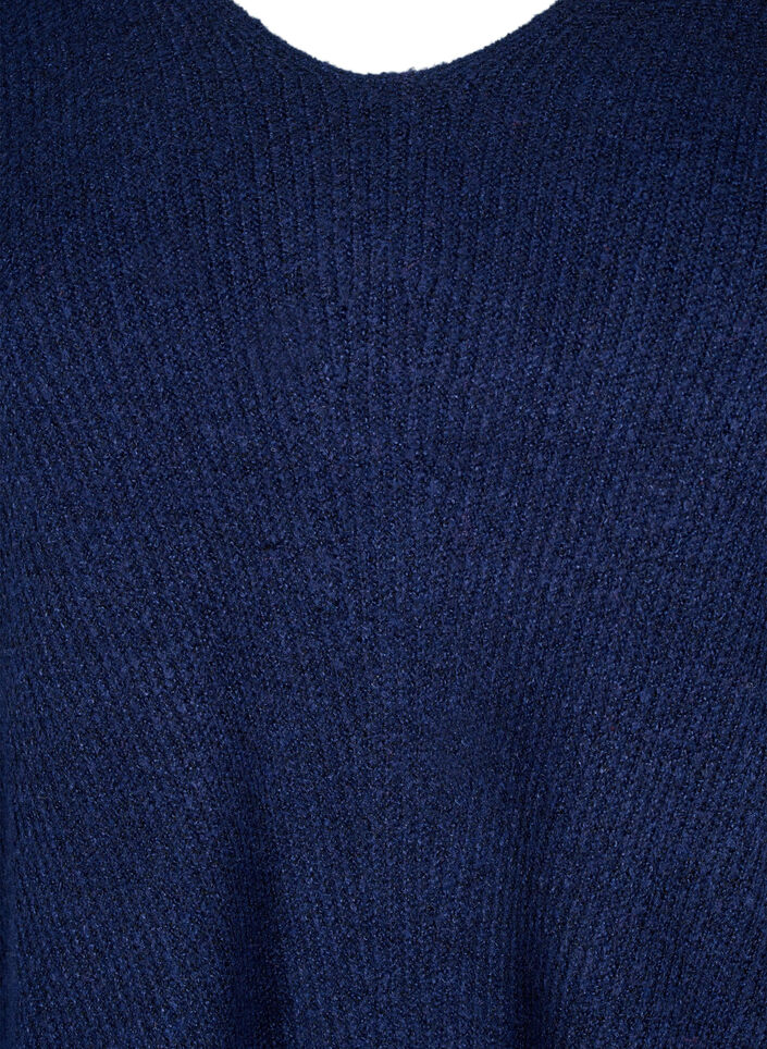 Strickbluse mit V-Ausschnitt und langen Ärmeln, Naval A. Black Mel., Packshot image number 2