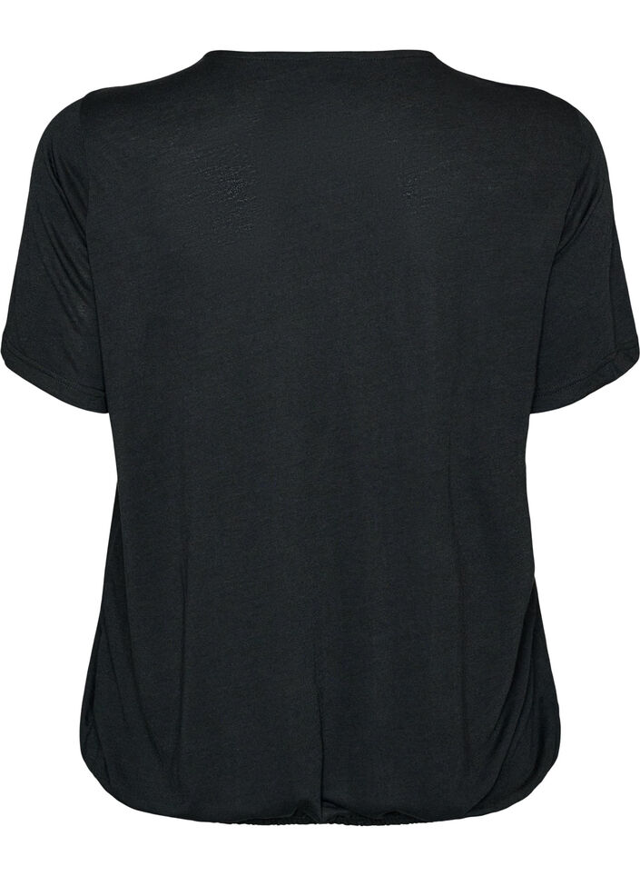 Bluse mit Spitzeneinsatz und Ballon&auml;rmeln, Schwarz, Packshot image number 1