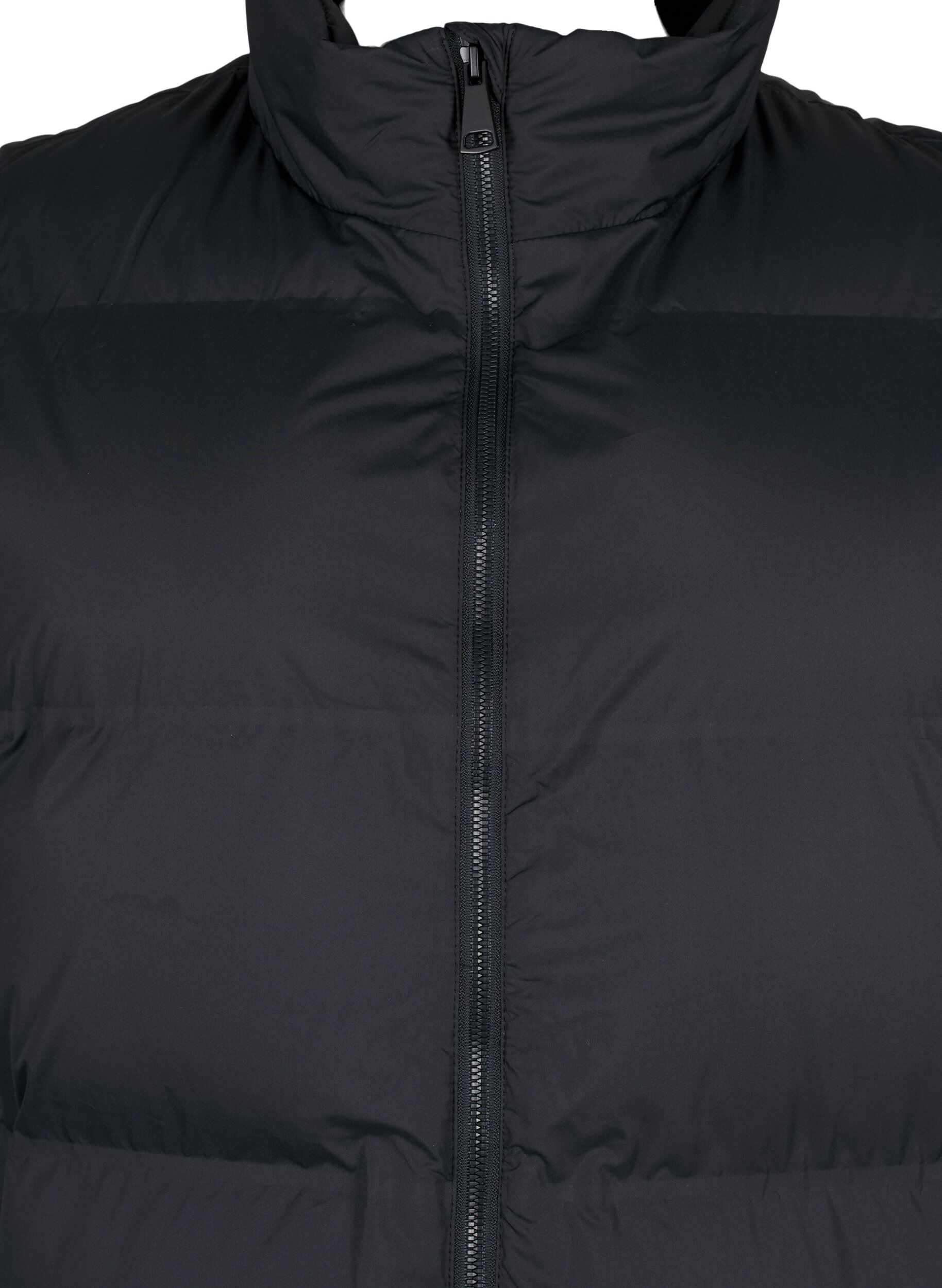 ZizziLange Weste mit Taschen und Zwei-Wege-Rei&szlig;verschluss, Schwarz, Packshot image number 2