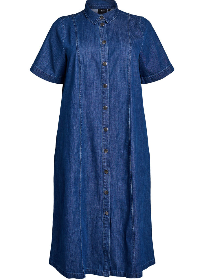Midi-langes jeanshemdkleid, Blau, Packshot image number 0