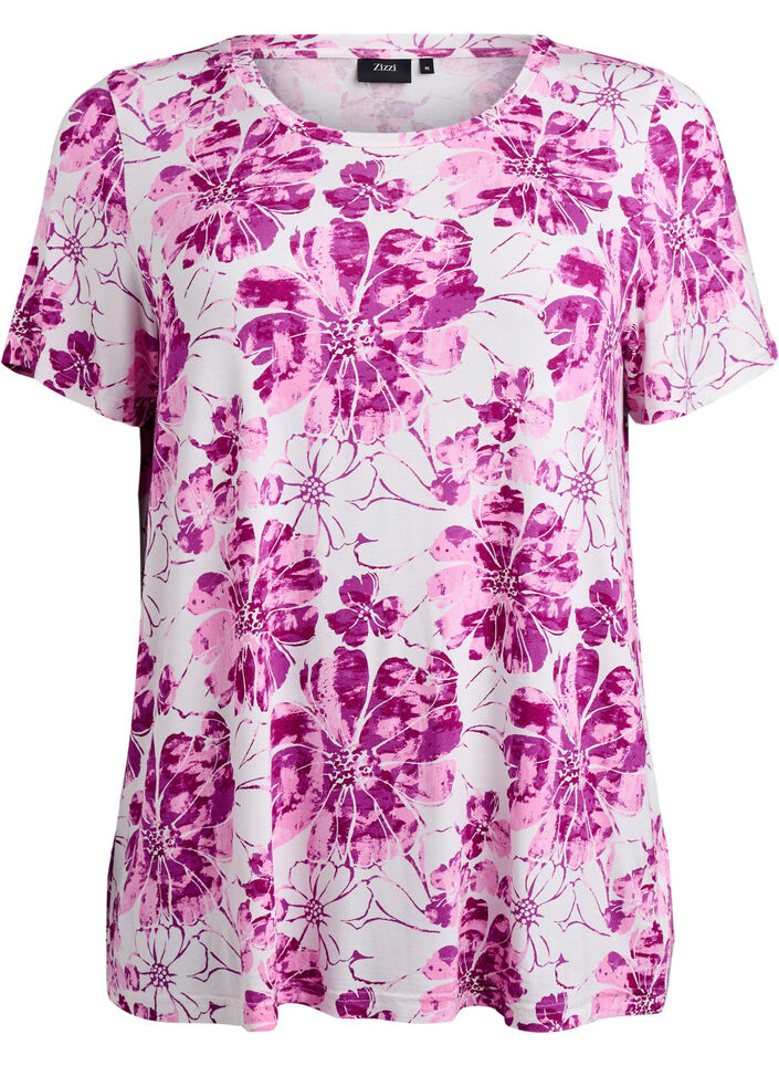 T-Shirt mit floralem Print, Pink, Packshot image number 0
