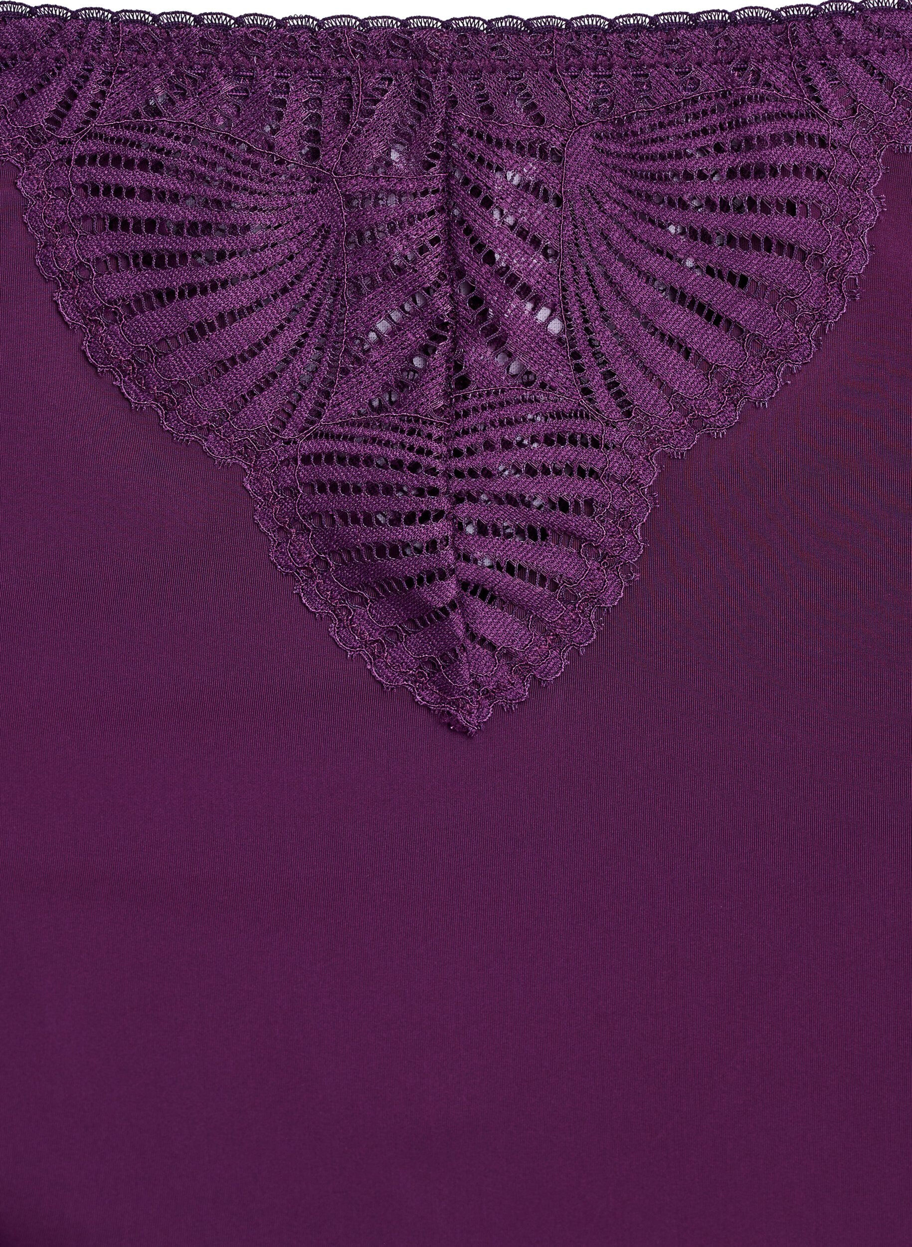 ZizziSlip-Unterhose in Mikrofasergewebe mit Spitze, Dunkles Bordeaux, Packshot image number 2