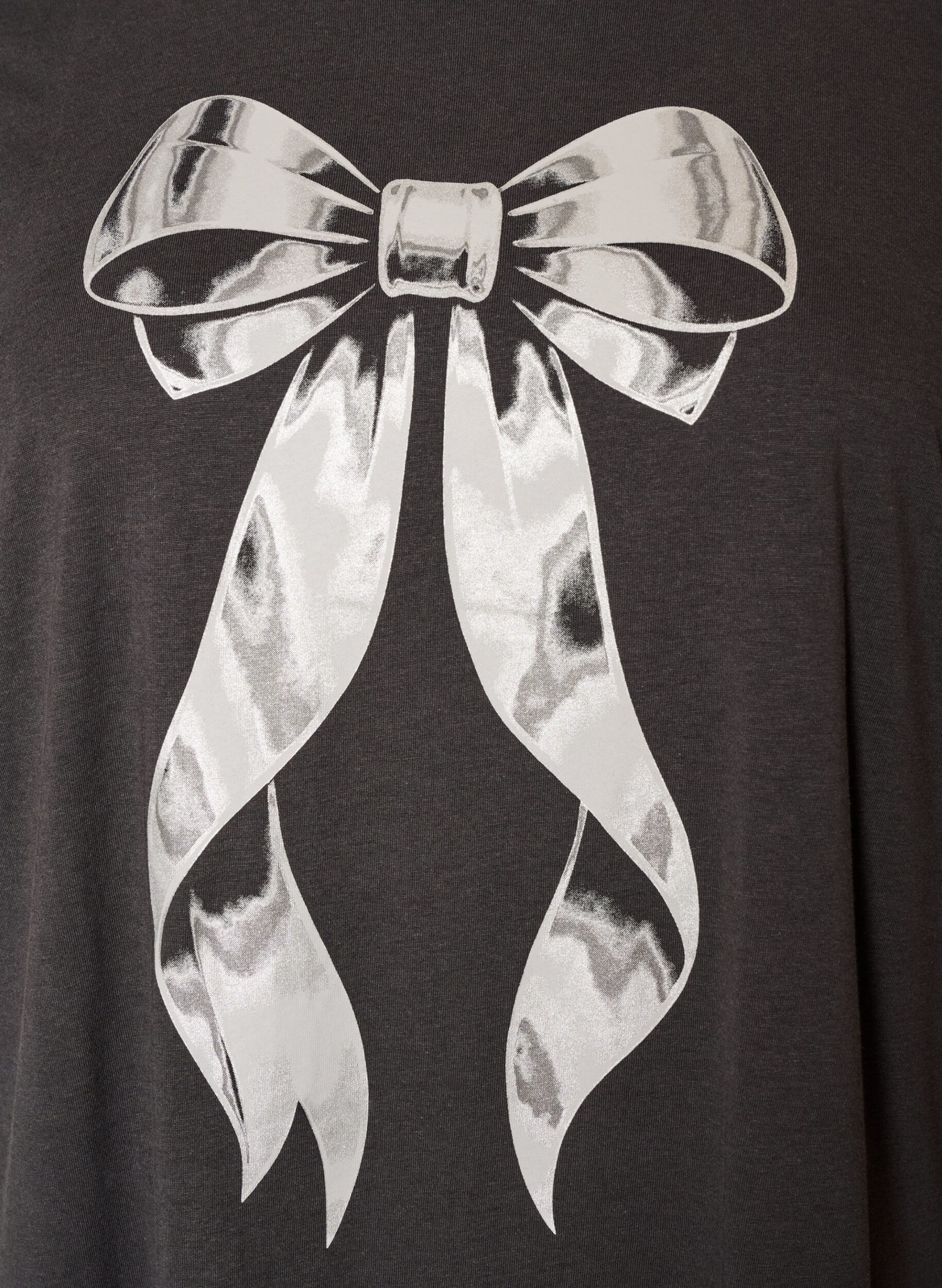 ZizziT-Shirt aus Baumwolle mit Frontprint, Grau, Packshot image number 2