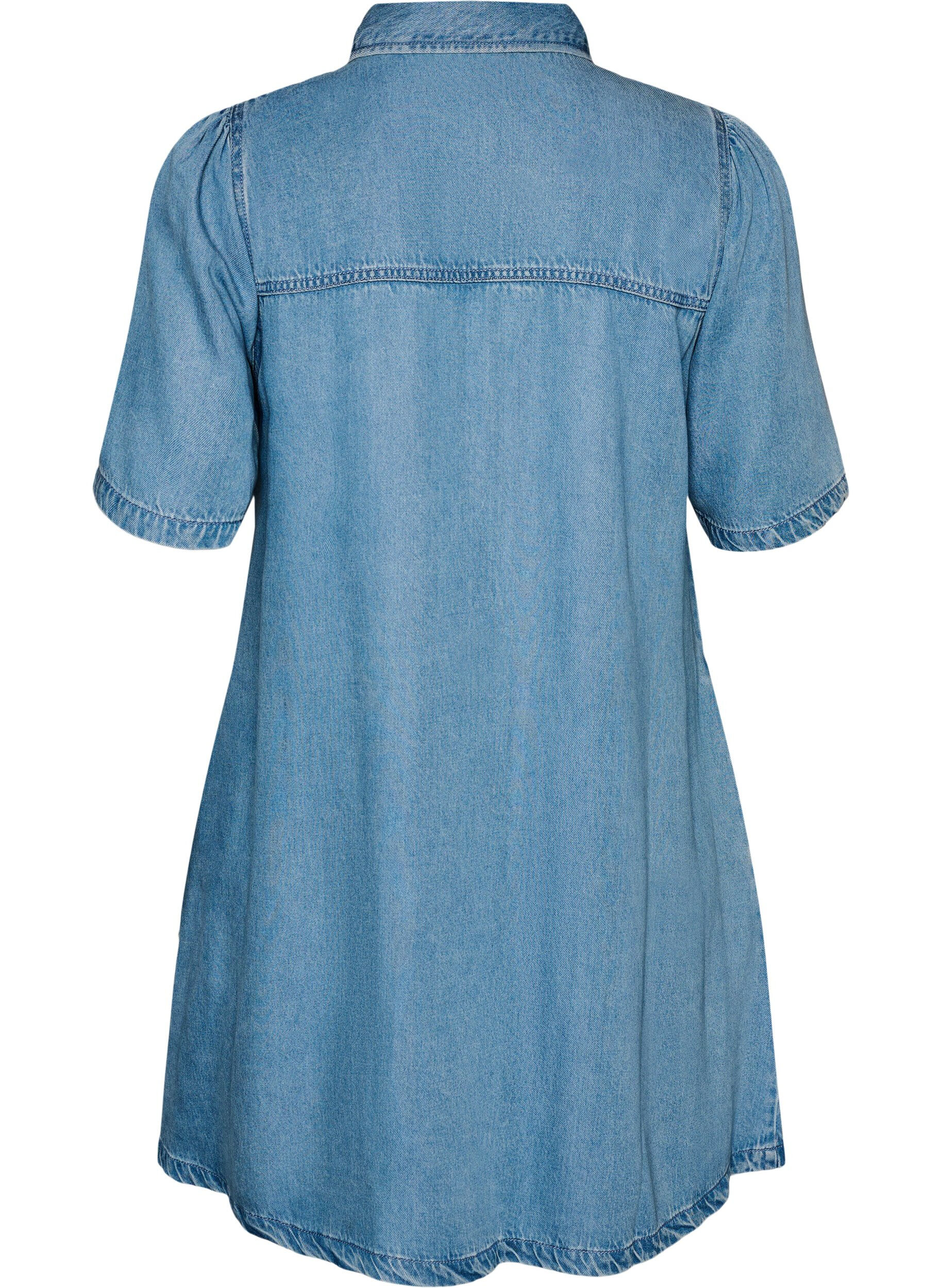 ZizziJeanskleid aus Lyocell mit Kn&ouml;pfen und kurzen &Auml;rmeln, Blau, Packshot image number 1