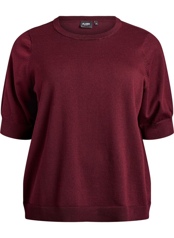 Fein gestrickte Bluse mit kurzen &Auml;rmeln, Rot, Packshot image number 0