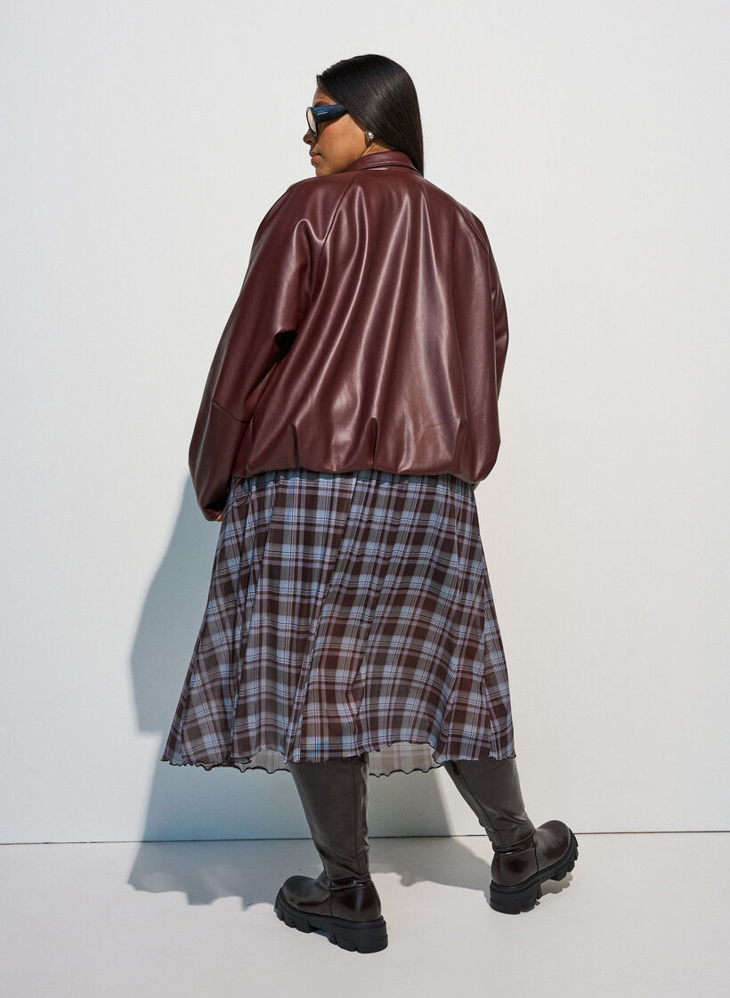 Karierter Midi-Rock aus Mesh, Blau, Model