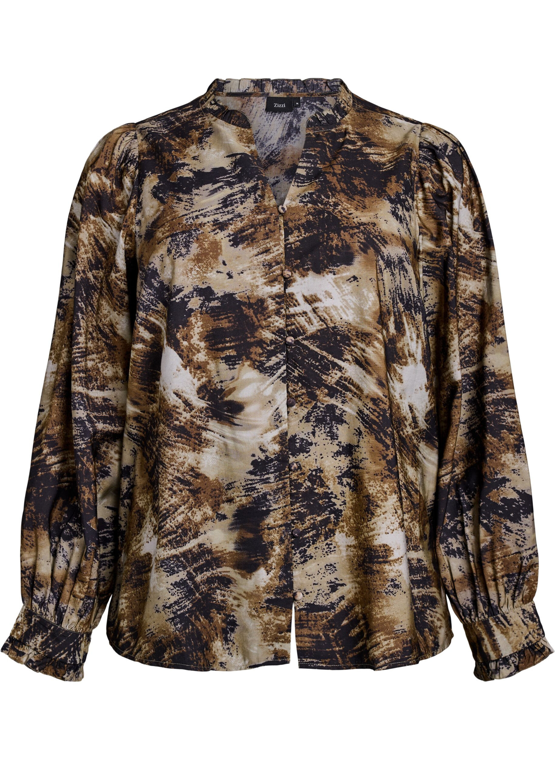 ZizziBluse mit Print und Kn&ouml;pfen, Gr&uuml;n, Packshot image number 0