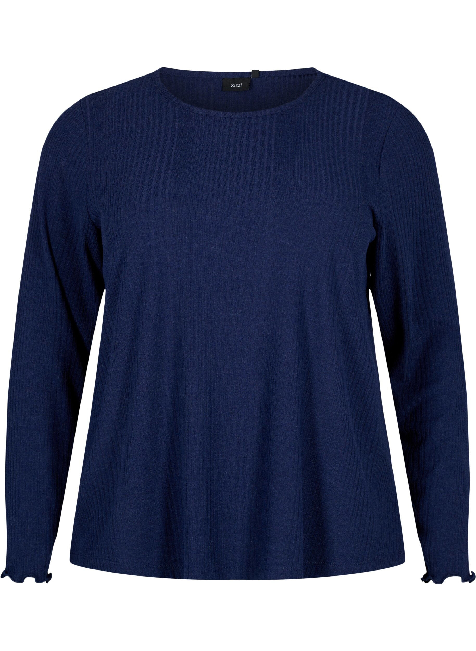 Zizzi Lang&auml;rmelige Bluse mit Streifenmuster, Night Sky Mel., Packshot image number 0