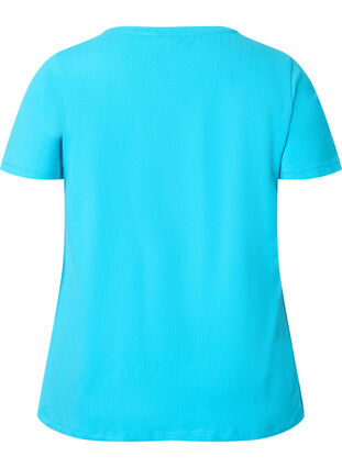 Einfarbiges basic T-Shirt aus Baumwolle, Blue Atoll, Packshot image number 1