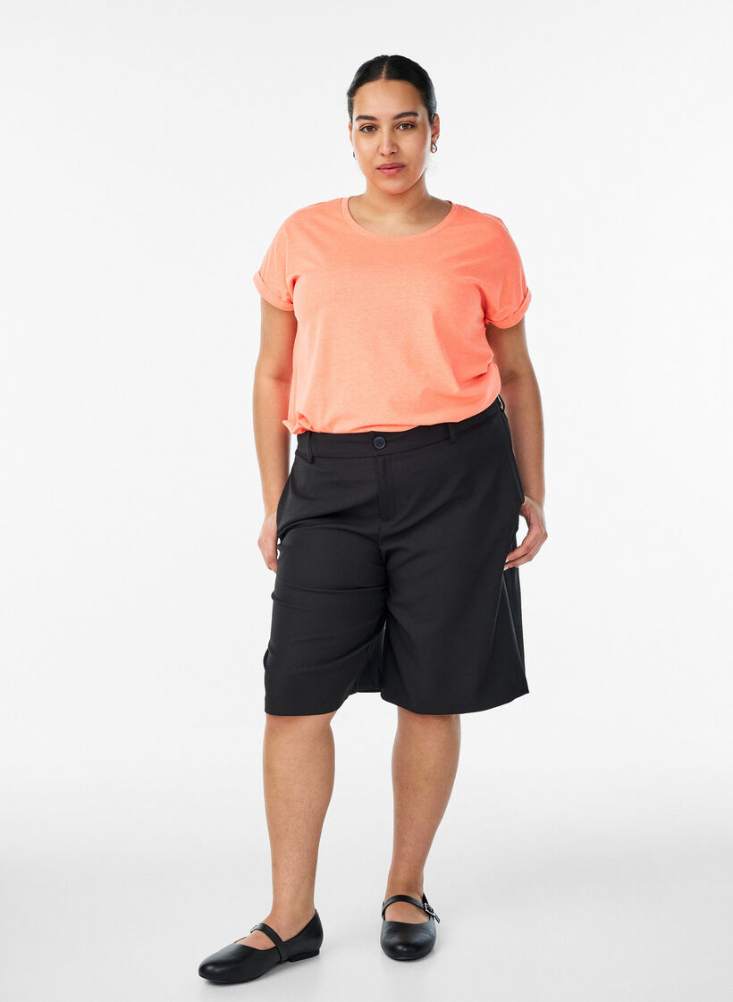 Neonfarbenes T-Shirt aus Baumwolle, Orange, Model image number 1