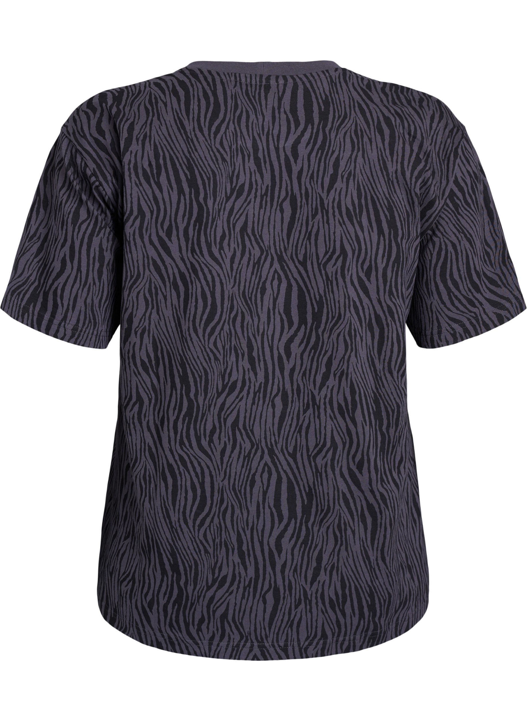 ZizziTrainingsshirt aus Bio-Baumwolle mit Zebraprint, Grau, Packshot image number 1