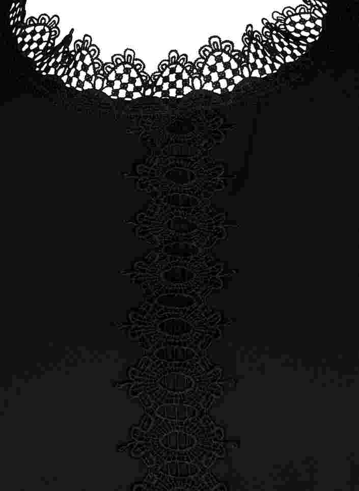 Langärmelige Bluse mit Spitze, Black, Packshot image number 2