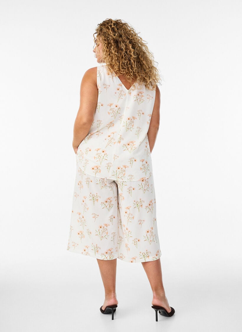 Culotte-Hose mit Print, Vanille, Model image number 1