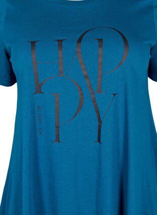 T-Shirt aus Baumwolle mit Textdruck, Blue Coral HAPPY, Packshot image number 2