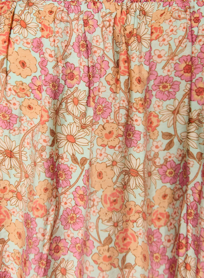 Kurzes Kleid aus Viskose mit Smock und Blumenprint, Orange, Packshot image number 2